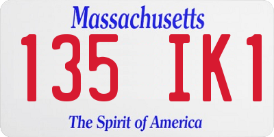 MA license plate 135IK1