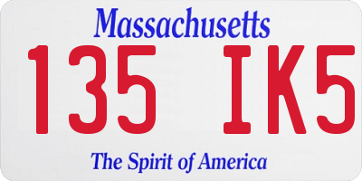 MA license plate 135IK5