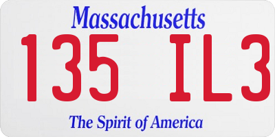 MA license plate 135IL3