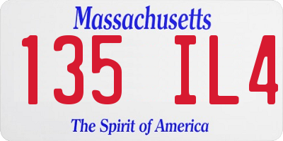 MA license plate 135IL4