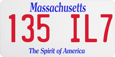 MA license plate 135IL7