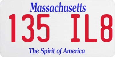 MA license plate 135IL8