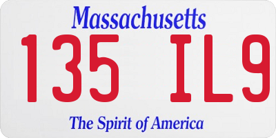 MA license plate 135IL9