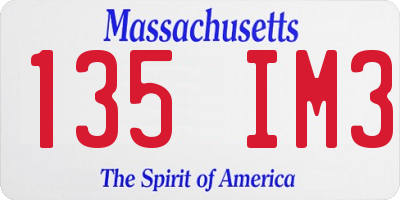 MA license plate 135IM3