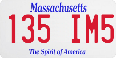 MA license plate 135IM5