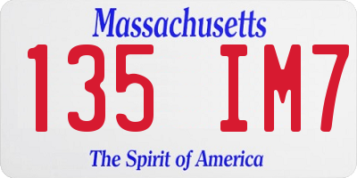 MA license plate 135IM7