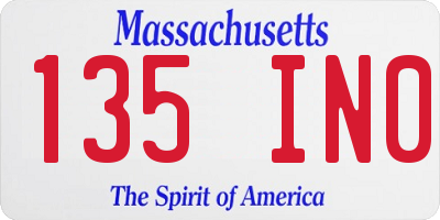 MA license plate 135IN0