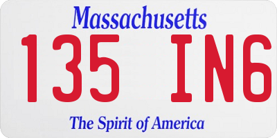 MA license plate 135IN6