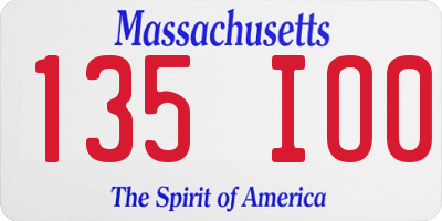 MA license plate 135IO0