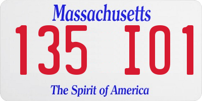 MA license plate 135IO1