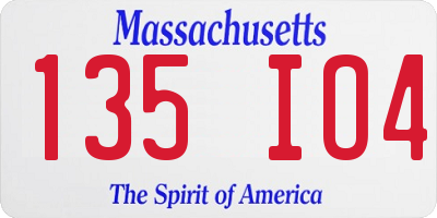 MA license plate 135IO4