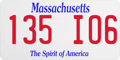 MA license plate 135IO6