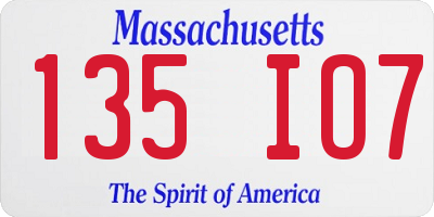 MA license plate 135IO7