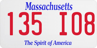 MA license plate 135IO8