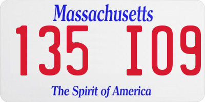 MA license plate 135IO9