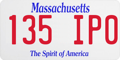 MA license plate 135IP0