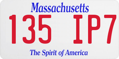 MA license plate 135IP7