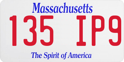 MA license plate 135IP9