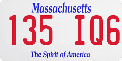 MA license plate 135IQ6