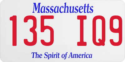 MA license plate 135IQ9