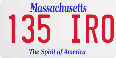 MA license plate 135IR0