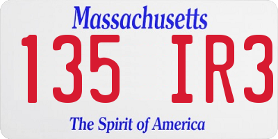 MA license plate 135IR3