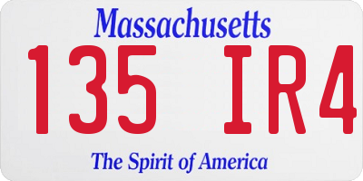 MA license plate 135IR4