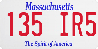 MA license plate 135IR5