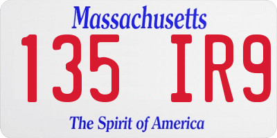 MA license plate 135IR9