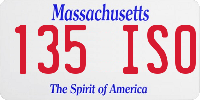 MA license plate 135IS0