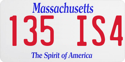 MA license plate 135IS4