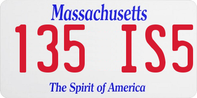 MA license plate 135IS5