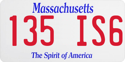MA license plate 135IS6