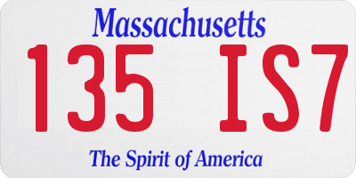 MA license plate 135IS7