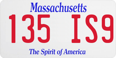 MA license plate 135IS9