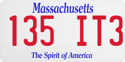 MA license plate 135IT3