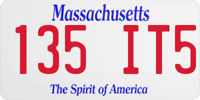 MA license plate 135IT5