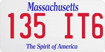 MA license plate 135IT6