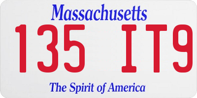 MA license plate 135IT9