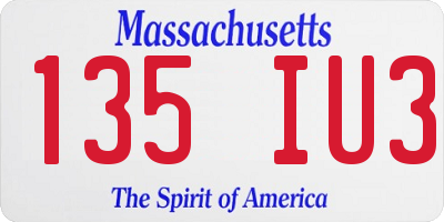 MA license plate 135IU3