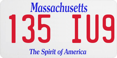 MA license plate 135IU9