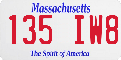 MA license plate 135IW8