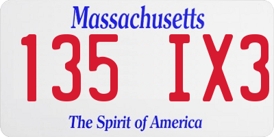 MA license plate 135IX3
