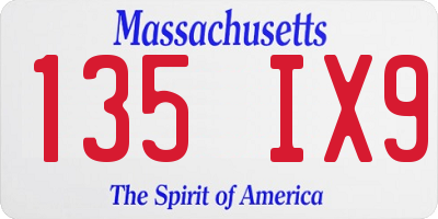 MA license plate 135IX9