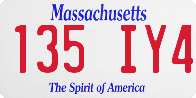 MA license plate 135IY4