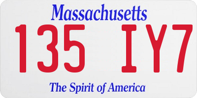MA license plate 135IY7