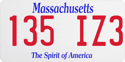 MA license plate 135IZ3
