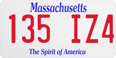MA license plate 135IZ4