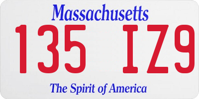 MA license plate 135IZ9