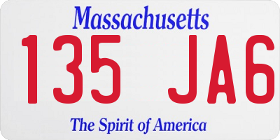 MA license plate 135JA6